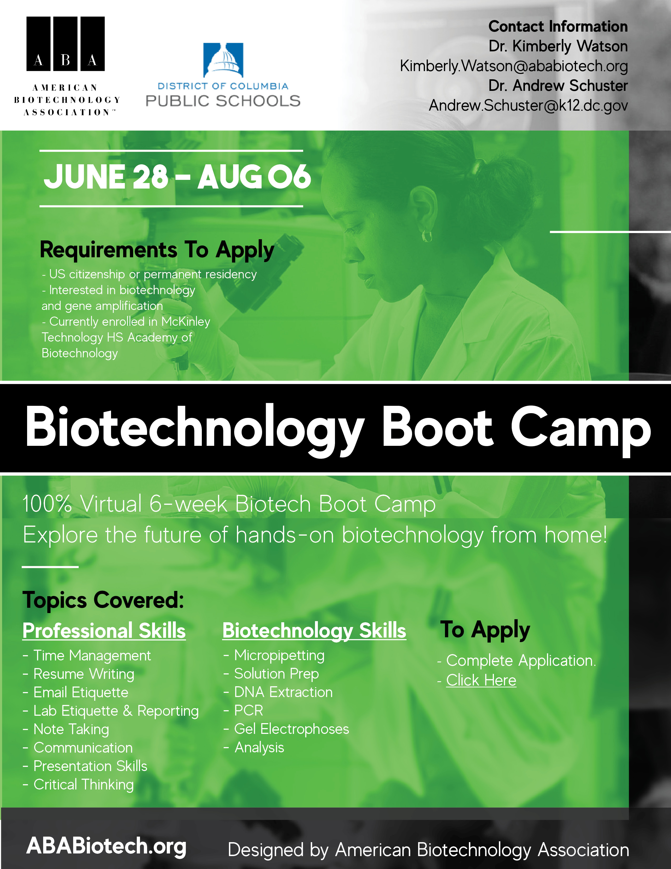 Biotech bootcamp flyer for promotion